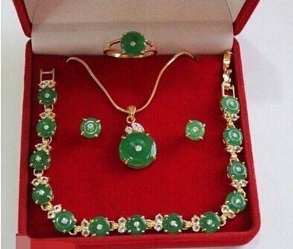 

ll<<<fine jewellery green necklace pendant bracelet set, Black