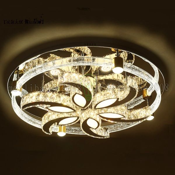 Round Transparent Crystal Flower Ceiling Lamp Remote Control