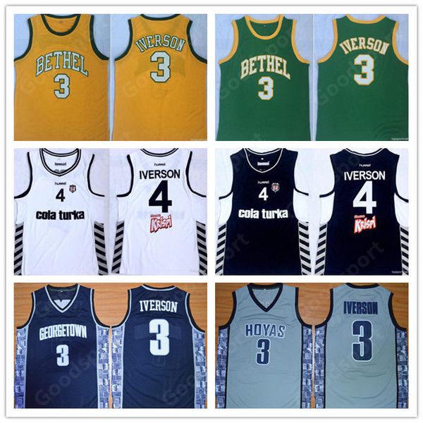 

ncaa georgetown hoyas college bethel stitched embroidery 3 allen besiktas cola turka swingman jerseys jersey iverson shirts gift 19, Black;red