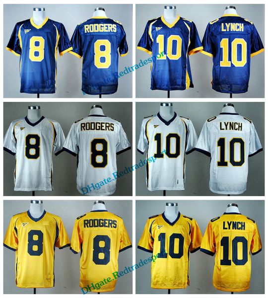 

vintage california golden bears college football jerseys gold 8 aaron rodgers 10 marshawn lynch university football shirts m-xxxl, Black