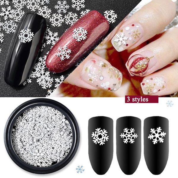 

white metal nail art charm 3 kind of shape ultra-thin snowflake christmas uv gel 3d nail art decorations polish accessories, Black