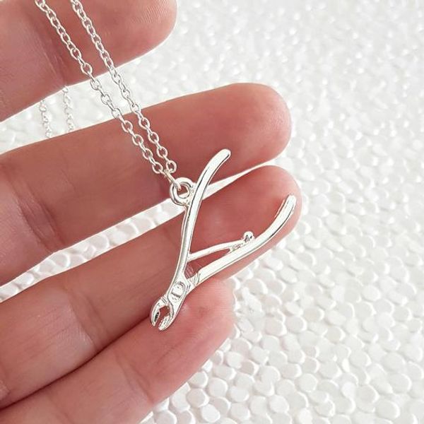 

10pcs pliers charm pendant necklace mechanic tool wrench necklaces repair instrument motorcycle motor biker spanner pendant necklaces, Silver