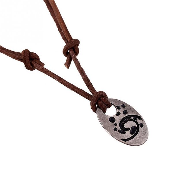 

fashionable men cowhide alloy pendant long necklace handmade male jewelry, Silver