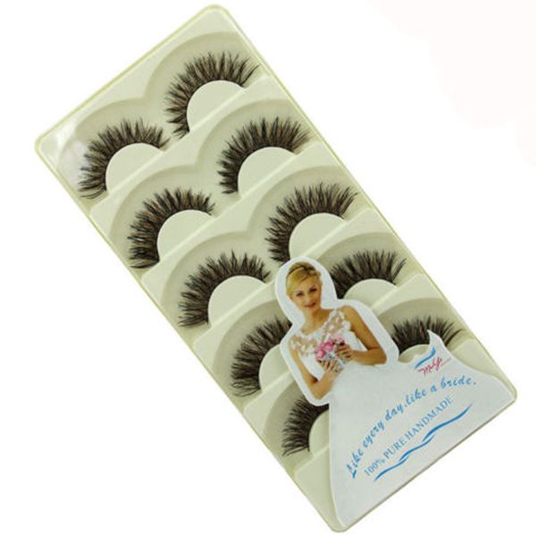 

5 pairs soft cross false eyelashes natural fake thick handmade eye lashes makeup extension tools