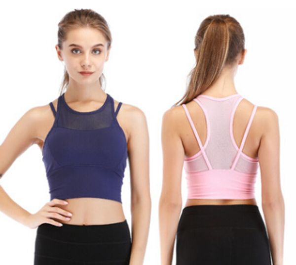 

new fashion female hollow high-strength -proof sports yoga beauty back underwear fitness running gathered bra vest, White;black