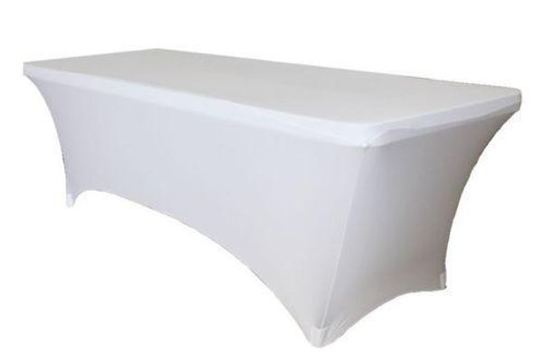 

wholesale-1pcs rectangular spandex 6ft stretch table cloth cover - white 6' wedding