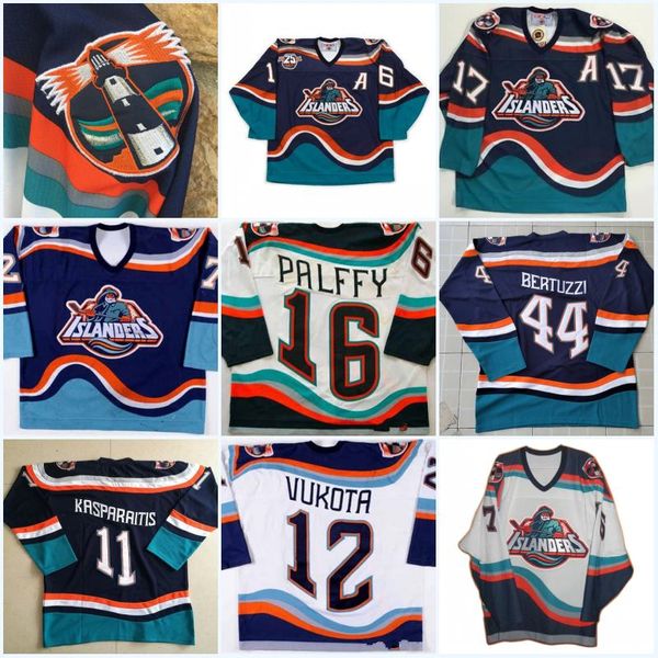 

New York Islanders 16 Ziggy Palffy Fisherman Darius Kasparaitis JohnTavares Korolev Brent Severyn Berard Vintage Hockey Jerseys