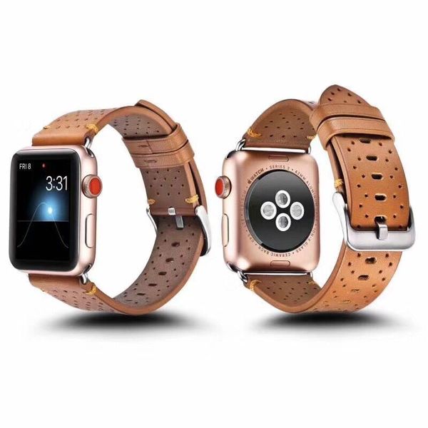 

2018 luxury genuine real leather strap band 42mm 38mm series 3 2 1 bukle bracelet strap, Black;brown