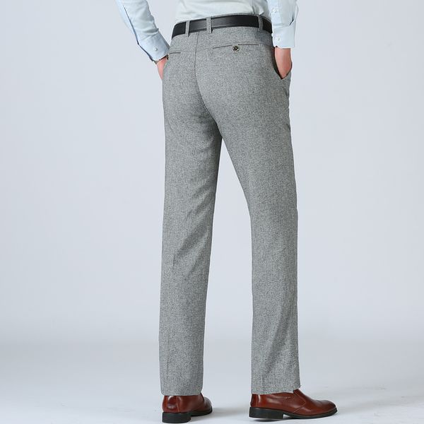 

2018 summer style thin men's casual pants high waist men loose straight long suits pants middle-aged business leisure trousers, Black