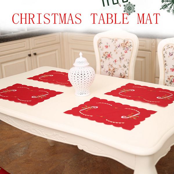 

new embroider santa claus bell christmas table mat dinner placemat party decoration xmas ornament supplies