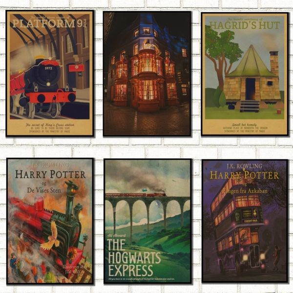 Home Decor Harry Potter Hogwarts Express Kraft Paper Retro Poster