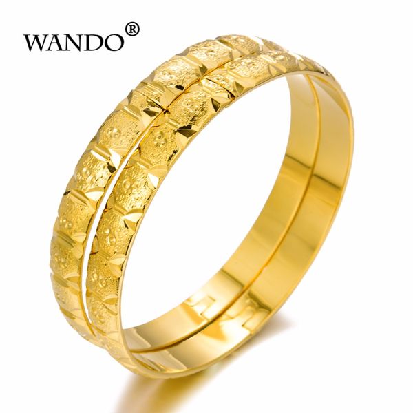 

wando 2pcs/lot openable dubai gold bangles width women gold bracelets african european ethiopia girls jewelry bride gift wb85, Black
