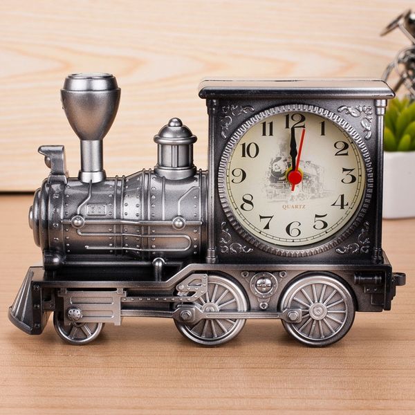 

vintage retro train desk alarm clock home decor 3 colors creative fashion quartz clocks promotion gift with boxes
