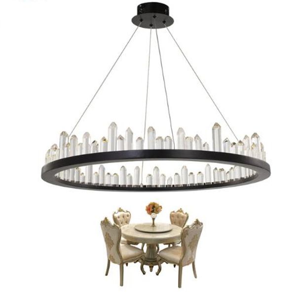 

luxury modern led crystal chandelier round dining room hanging led lustres de cristal bar coffee indoor lighting for living room