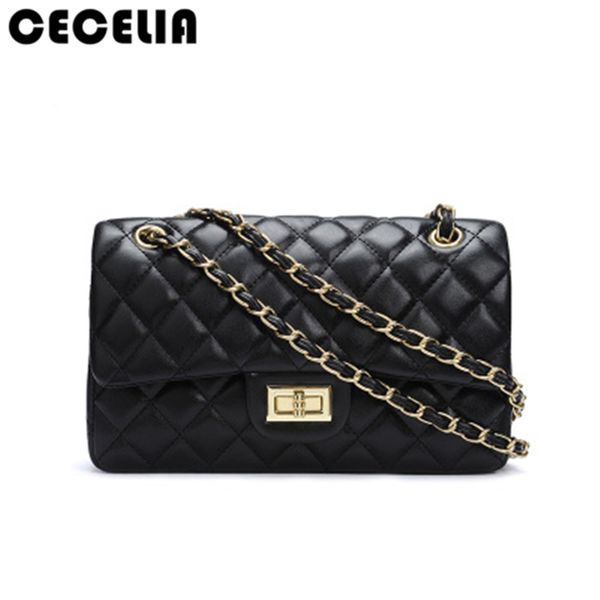 

Cecelia black women shoulder bags female party crossbody chain bag plaid handbag quilted sac a main femme women leather handbags