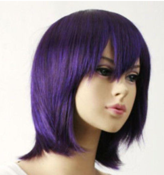 

sellnew dark purple short straight cosplay party wig, Black;brown