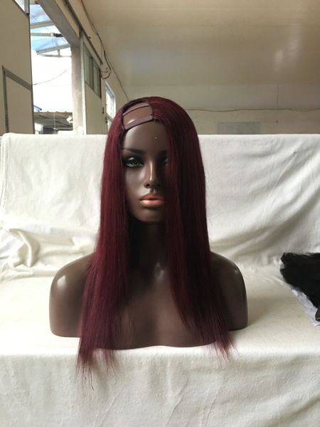 Замечательный 99J Color человеческие волосы u часть парики бразильские девственные волосы влево/справа/середина для чернокожих женщин