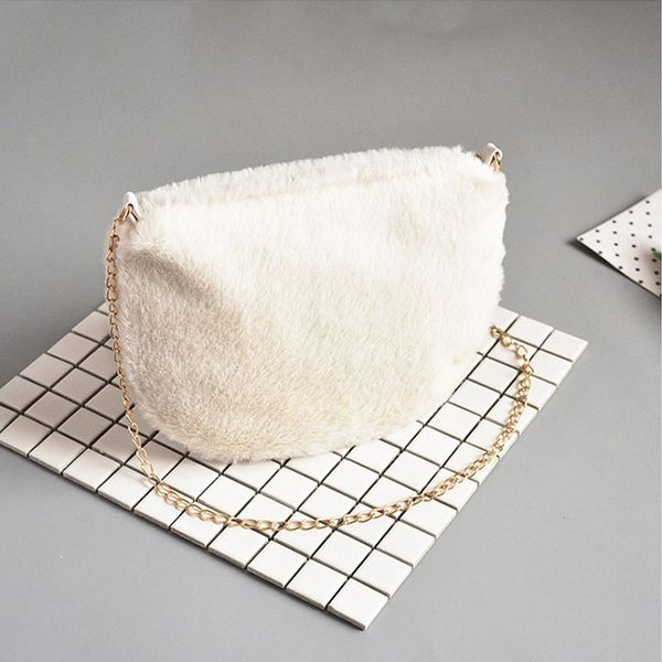 

women cotton fabric bag velvet bags winter handbags kawaii bolsas feminina short plush chain ladies small dumplings package