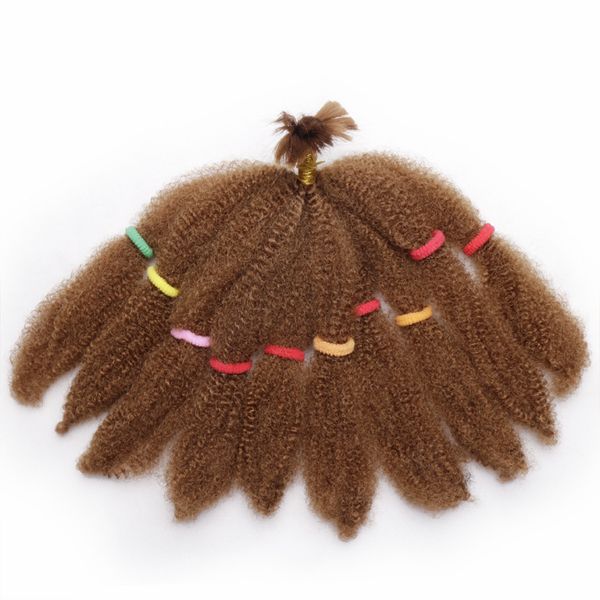 

fashion mongolian afro kinky curly hair bundles bulks synthetic hair extensions short blonde 10inch 50g braided twist hair for black women