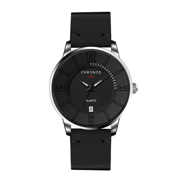 

glass mirror circular dial men watches case calendar business quartz wrist watch sports luxury relogio masculino saat gift, Slivery;brown