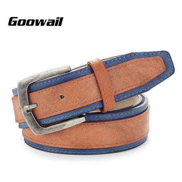 

goowail new fashion casual patchwork women belts designers luxury female fashion belt for jeans accessories, Black;brown