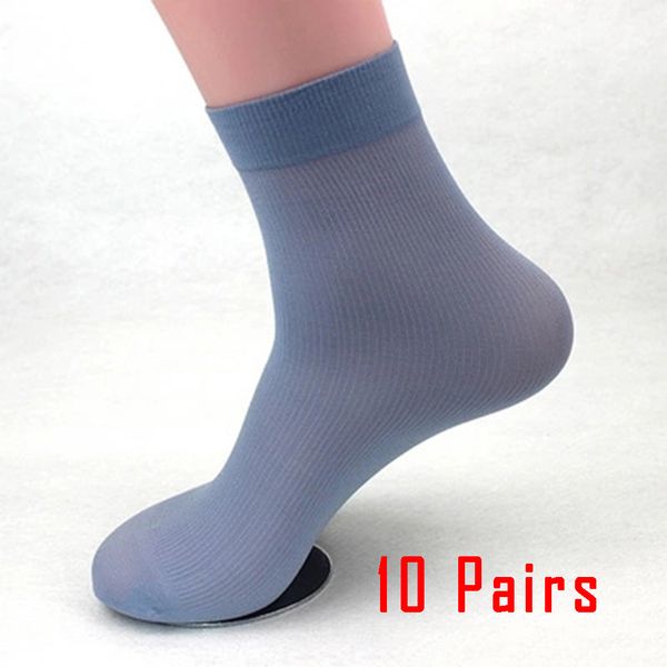 

10 pairs summer men's socks casual business ultra-thin elastic silky bamboo fiber stockings middle socks black white 5 colors