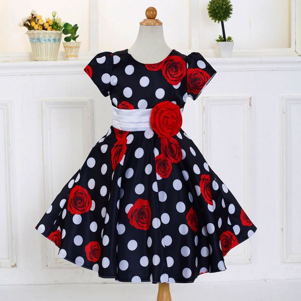 

Розничная 2017 лето девочка Dress Big Dot печати Girl Dress дети Дети Детские платья партии с R