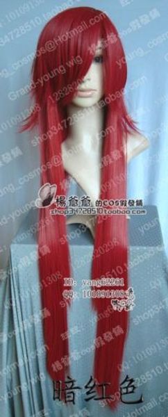 

grell kuroshitsuji cosplay long dark red wig 100cm, Black
