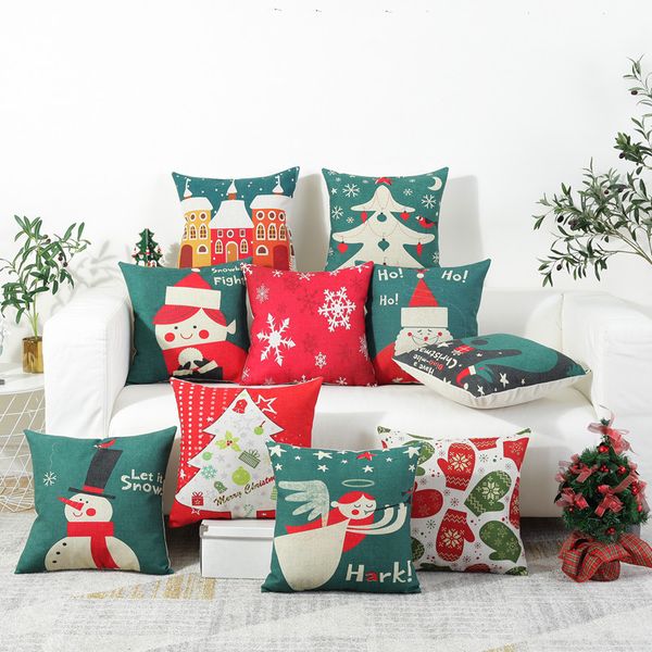 

christmas gift winter snowman new year waist pillow pillowcase snowflake office car decoration cotton pillowcase pillow case