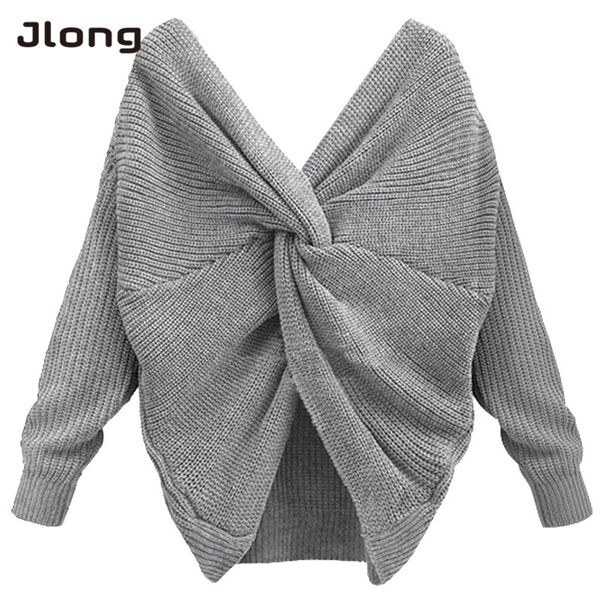 

new women autumn and winter casual fashion solid sweaters female warm long sleeve v-neck twisted pullovers, White;black
