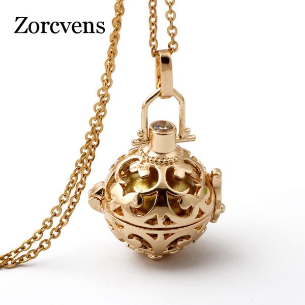 

zorcvens gold color cage angel ball necklace 6 colors ball metal pregnancy in pendants baby chime necklace, Silver