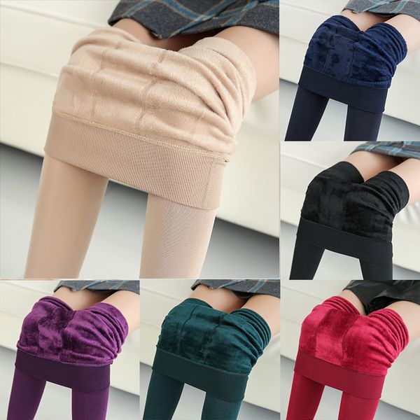 

Warm Fleece Leggings Women Winter Thick Lined Thermal Stretchy Leggings Pants Short sock Pants Black Stretch Jeggings
