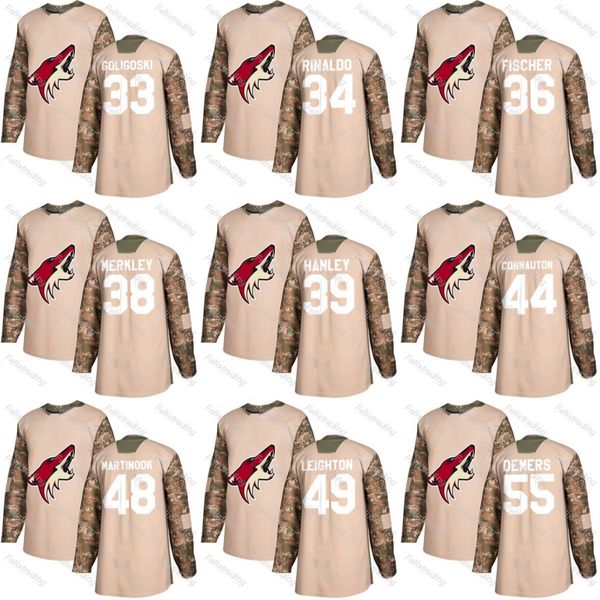

2018 Camo Veterans Day Alex Goligoski Zac Rinaldo Christian Fischer Nick Merkley Joel Hanley Jason Demers Leighton Arizona Coyotes Jersey