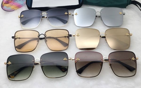 

new fashion designer sunglasses frameless square frame coated reflective lenses uv400 protection ultra-light eyewear 2200, White;black