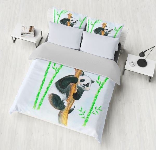 

3d panda bedding sets duvet cover quilt cover pillow cases twin full  king single double 3pcs bedclothes animal bedclothes