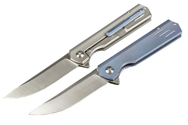 

201809 China High END M390 Flipper Tactical Folding Knife 3.6" M390 Satin Blade Steel Titanium Handle Hunting Hiking Knives P355Q