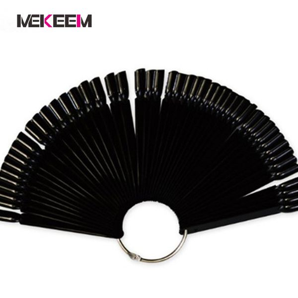 

1 set 50 pcs false nail tips display board fan finger full card nail art display shaped acrylic uv polish color card manicure, Red;gold