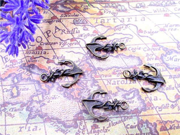 

60pcs-anchor charms - antique bronze anchor charm pendants 18x27mm, Bronze;silver