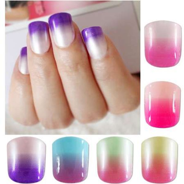 Градиент Pearl Shine Gradient False Nail Tips French Nails Красочные акриловые поддельные ногти Много цветов для выбора