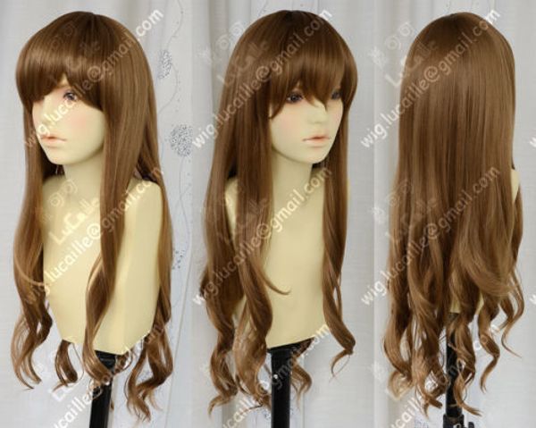 

scientific super guns long cosplay brown wavy wigs, Black