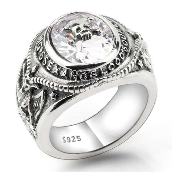 

2018 Новый стерлингового серебра 925 старинные скелет череп мужчины кольцо ясно CZ по