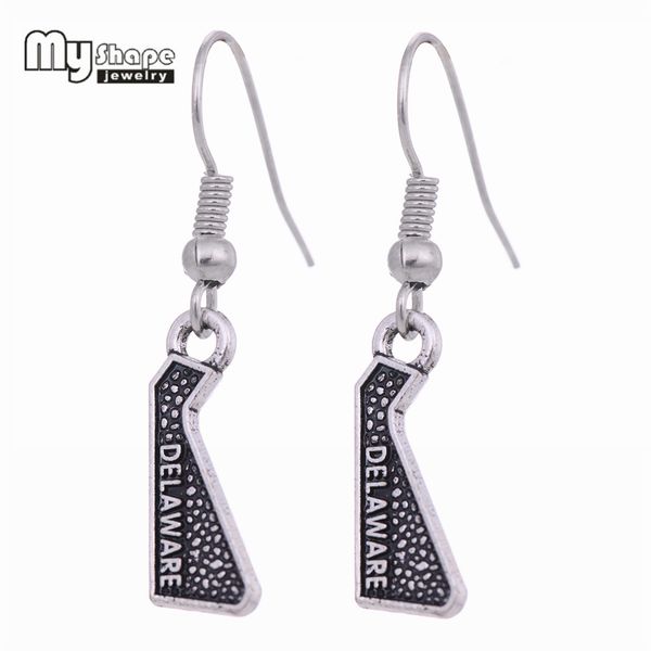 

my shape letter pendant earring viking delaware map tassel ear drop earrings for women geography jewelry, Silver