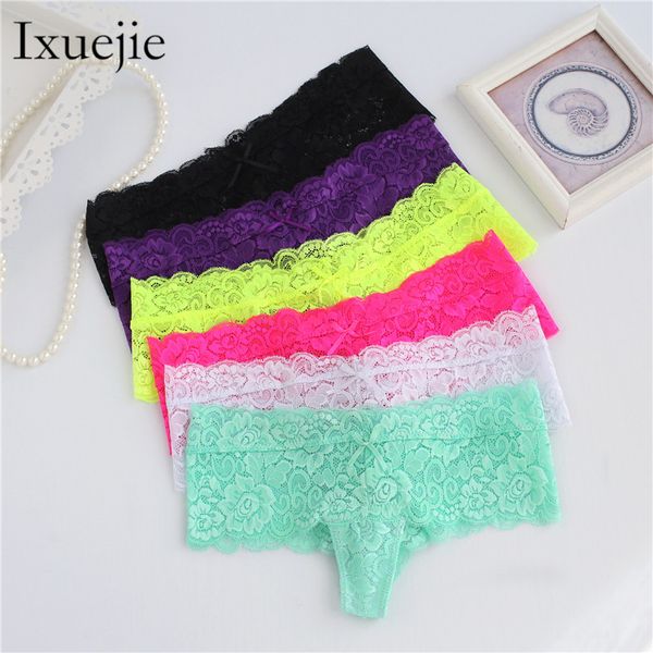 

6pcs/lot s-xxl women underwear transparent g string thongs lace panties lady briefs low waist, Black;white