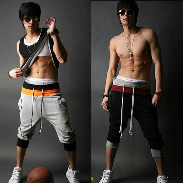 

new men's korean new fashion casual athletic pirate capri baggy harem shorts short pants sport pants ing, White;black