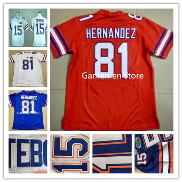 

Custom 81 AARON HERNANDEZ Men's Florida Gators College football Jerseys White orange Blue Stitching Jerseys free shipping