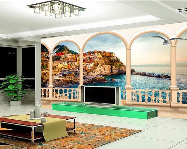

custom p wallpaper colorful european mediterranean scenery 3d hdtv background wall art mural for living room large painting home decor