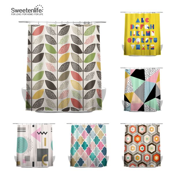 

sweetenlife 180x200cm shower curtains 100% polyester fabric bathroom curtain multicolor waterproof curtain with 12 hooks