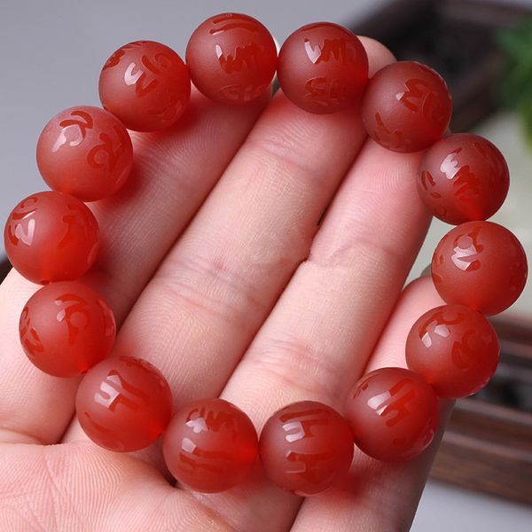 

natural crystal red agate six word true words bracelet and women fund transport exorcise evil spirits beads bracelet, Golden;silver