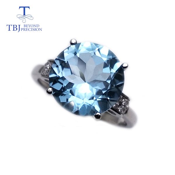 

tbj,classic design ring with 100% natural round 12mm deep blue z gemstone ring in 925 silver jewelry fine gemstone jewelry, Black