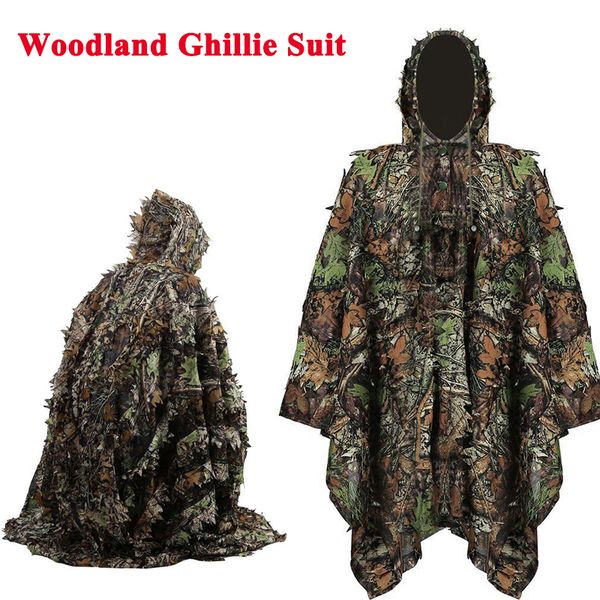 

sniper jungle tactical ghillie suit camouflage hunting clothes cs games 3d leaf woodland cloak clothing, Camo